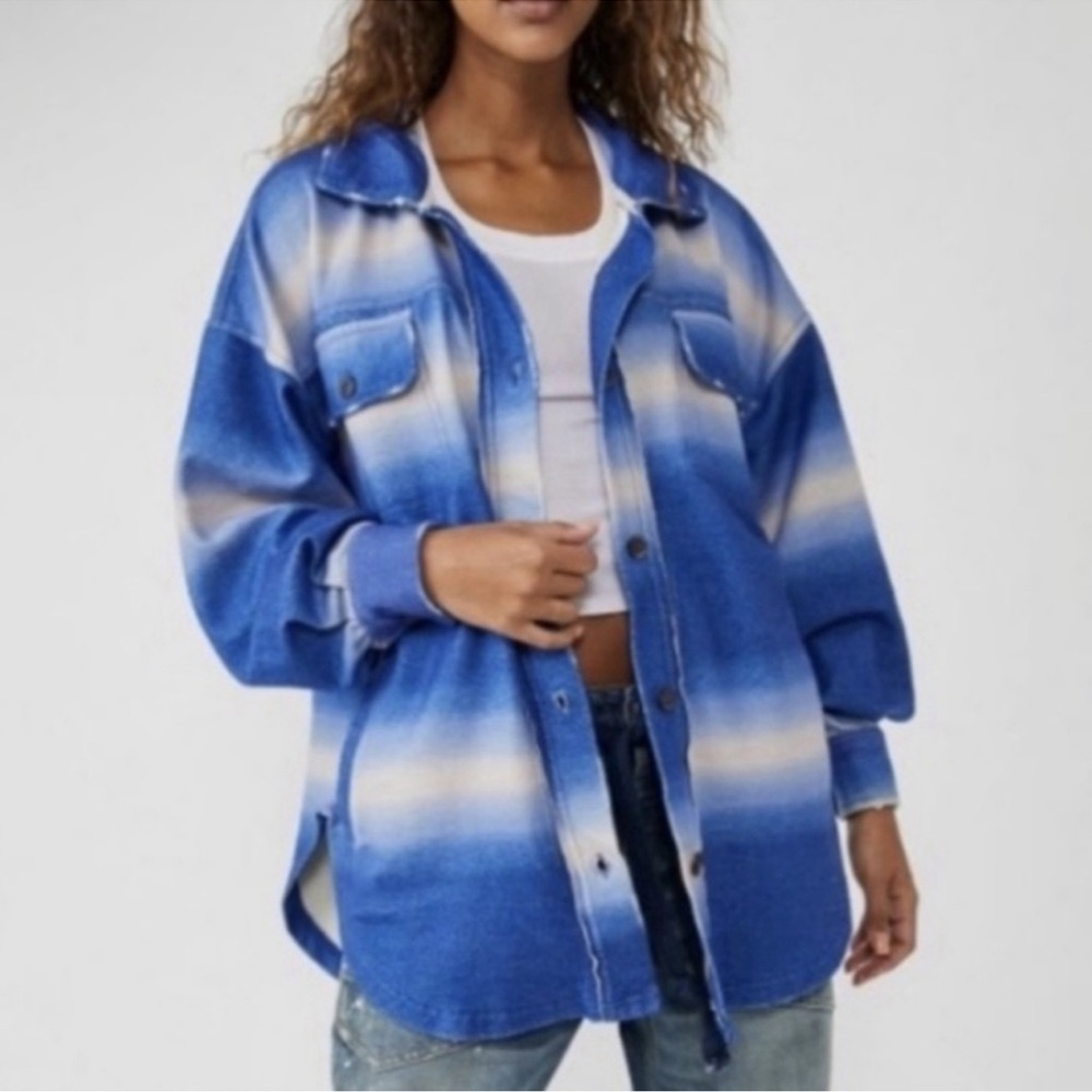 Free People Blue Ombre Ruby Button-Up Shacket